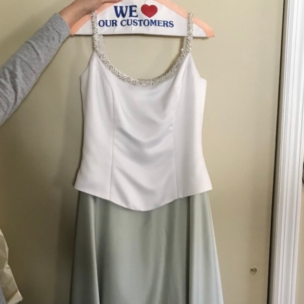 White and mint green princess dress